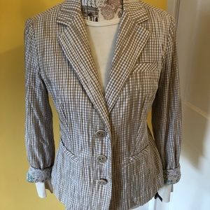 Cabi Gingham check jacket taupe/white